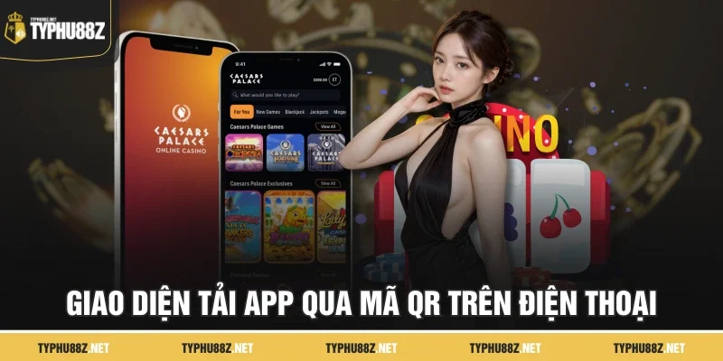 Giao diện tải app qua mã QR trên điện thoại