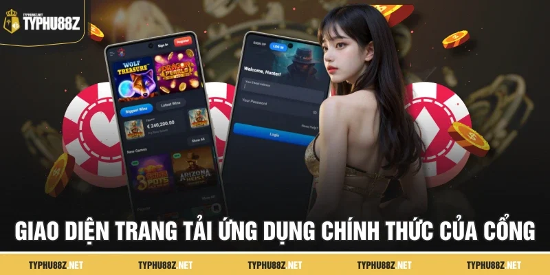 Giao diện trang tải ứng dụng chính thức của cổng