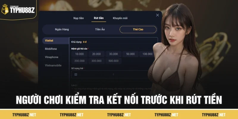 Người chơi kiểm tra kết nối trước khi rút tiền